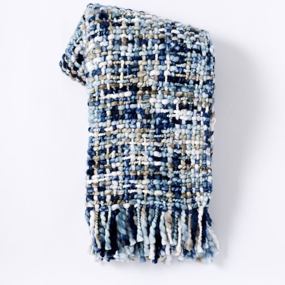 West Elm Marbled Basketweave Throw - Nightshade